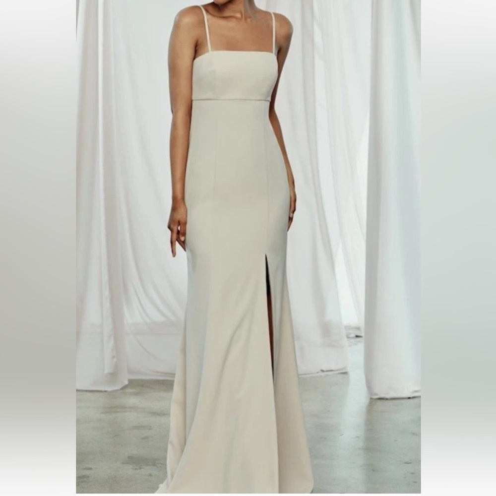 NWT Amsale, Angie,FAWN color, Bridesmaid Dress, Wedding Formal MSR: 300, S 8